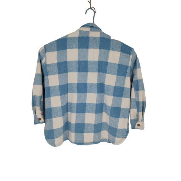 Member's Mark Woman's Blue-White Plaid Button Front Shacket Size XXL Pockets - Picture 2 of 7